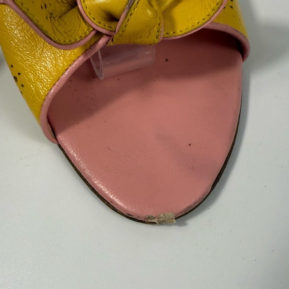 Furla bow block heel leather sandal pink yellow size 39 - Picture 7 of 7